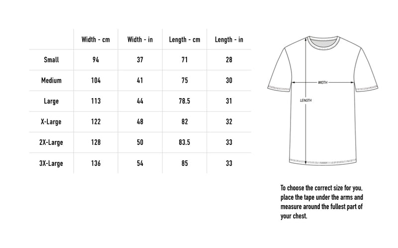 Size chart for Embroidered Cube T-Shirt - Black/Black