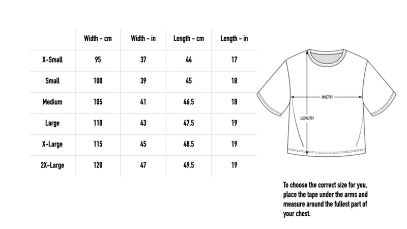 Size chart for Logo Crop Top - Black