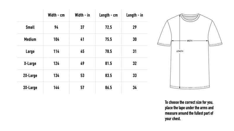 Size chart for Halloween 2026 T-Shirt - Black