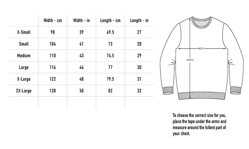 Size chart for Embroidered Cube Crewneck - Athletic Heather