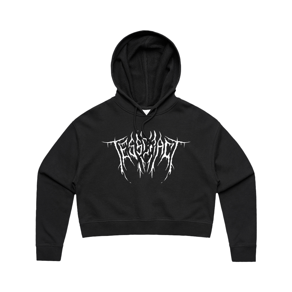 Death Metal Cropped Hoodie - Black