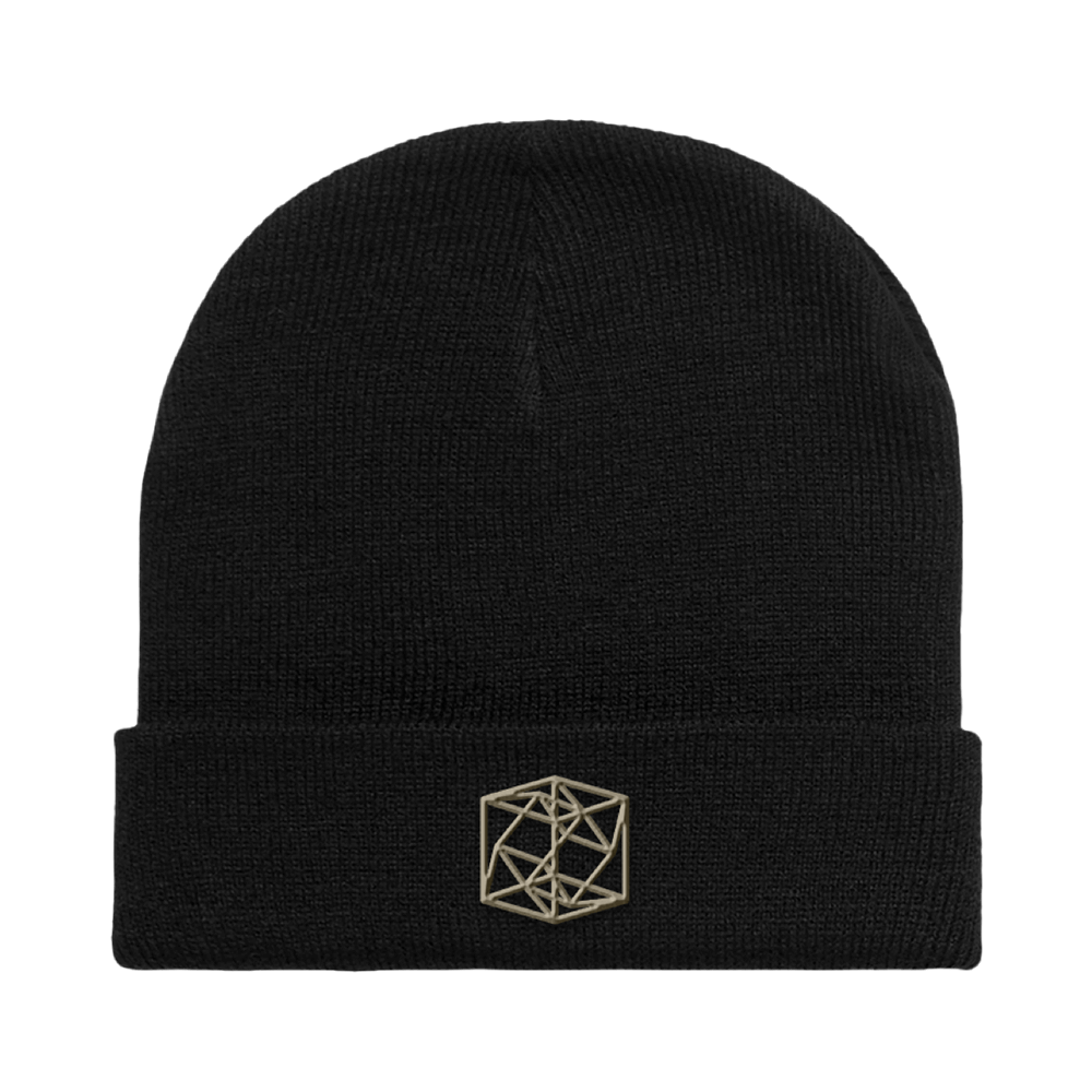 Embroidered Cube Beanie - Black